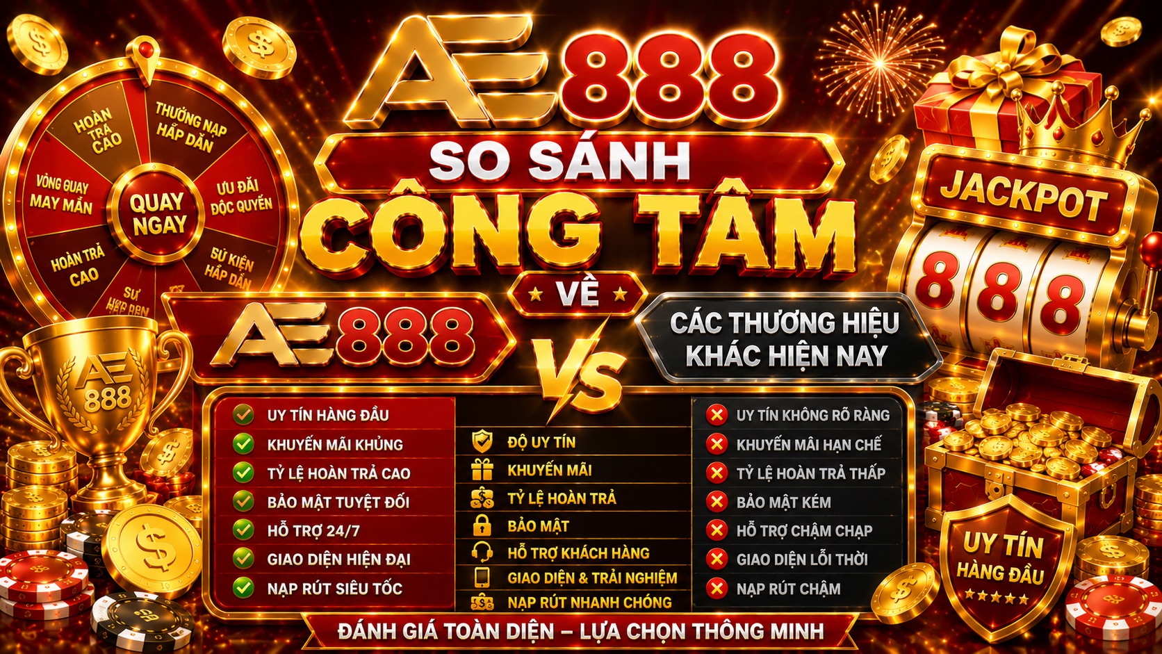 Ae88 so sánh công tâm AE 888 và các brand khác